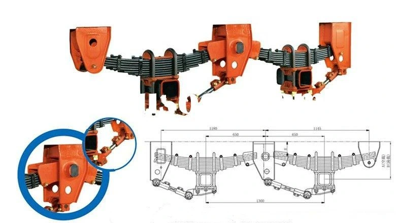 Two Axles and Three Axle Semi Trailer Suspension Parts Mechanical Leaf Spring Type